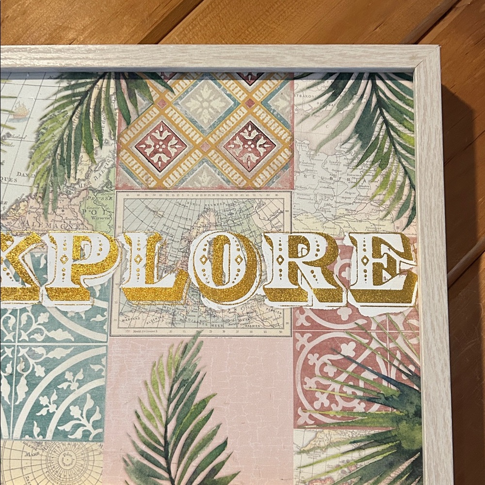 “Explore” gold foil world map wall hanging decor - Picture 3 of 4